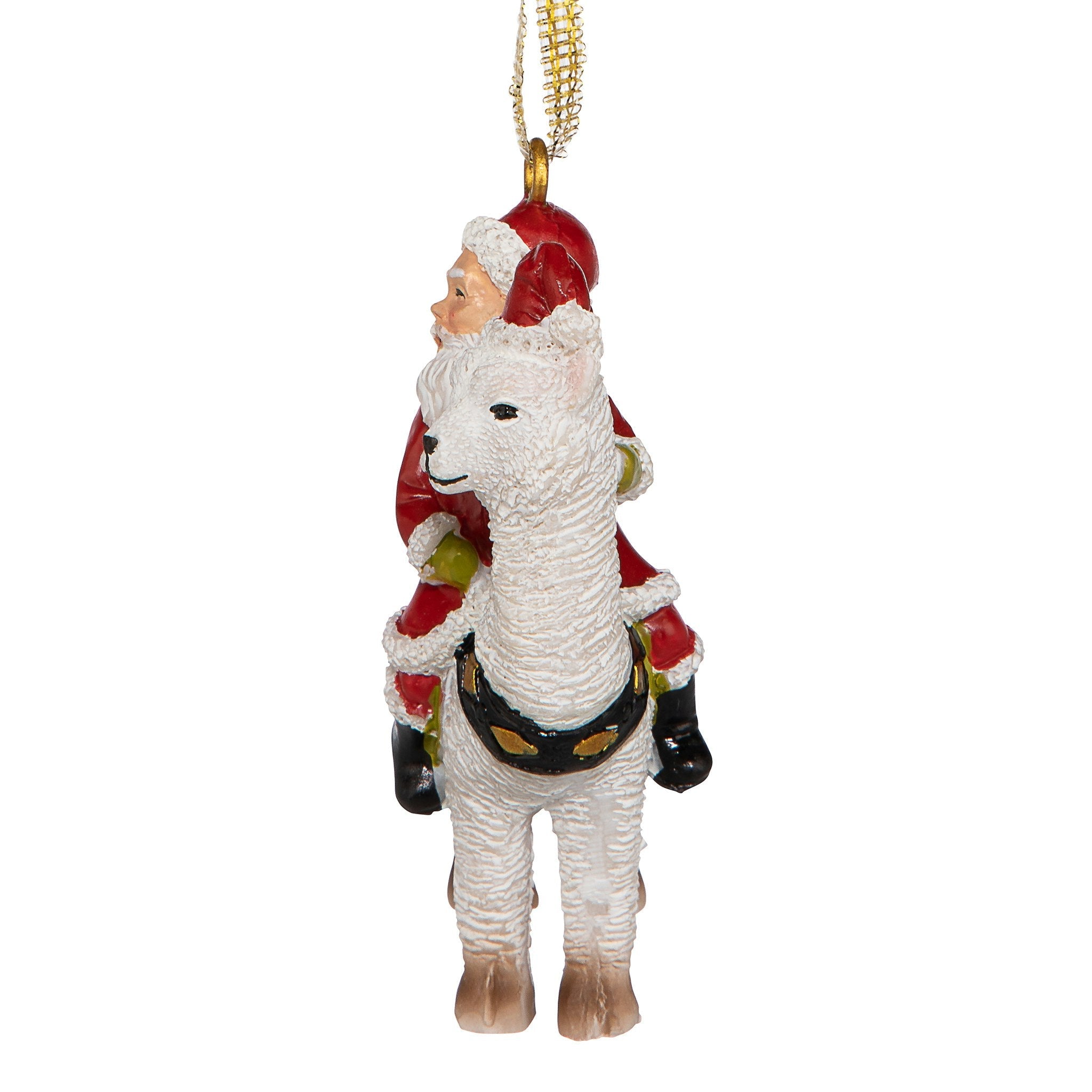 Santa's New Xmas Ride Llama Holiday Ornament: Each