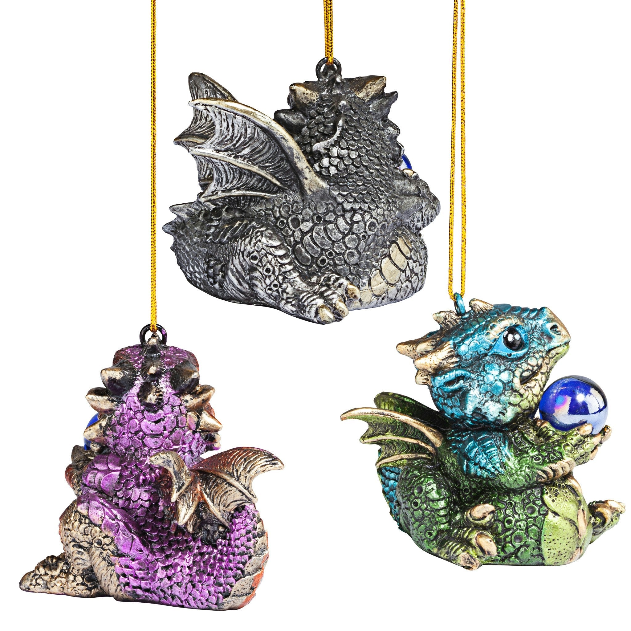 Three Dragon Virtues Gothic Holiday Ornament Set of Three