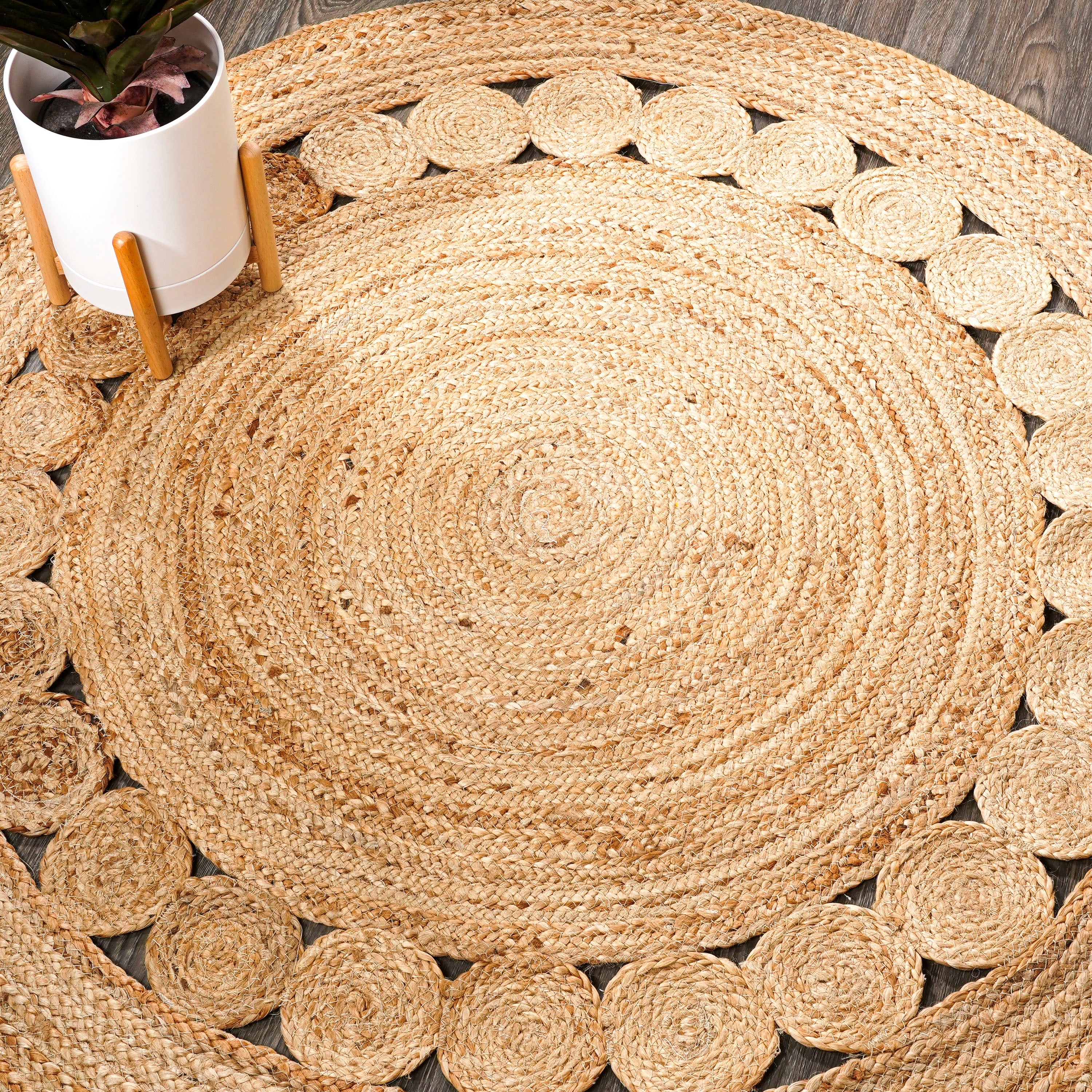 Dahlia Natural Jute Boho Circle Round Area Rug