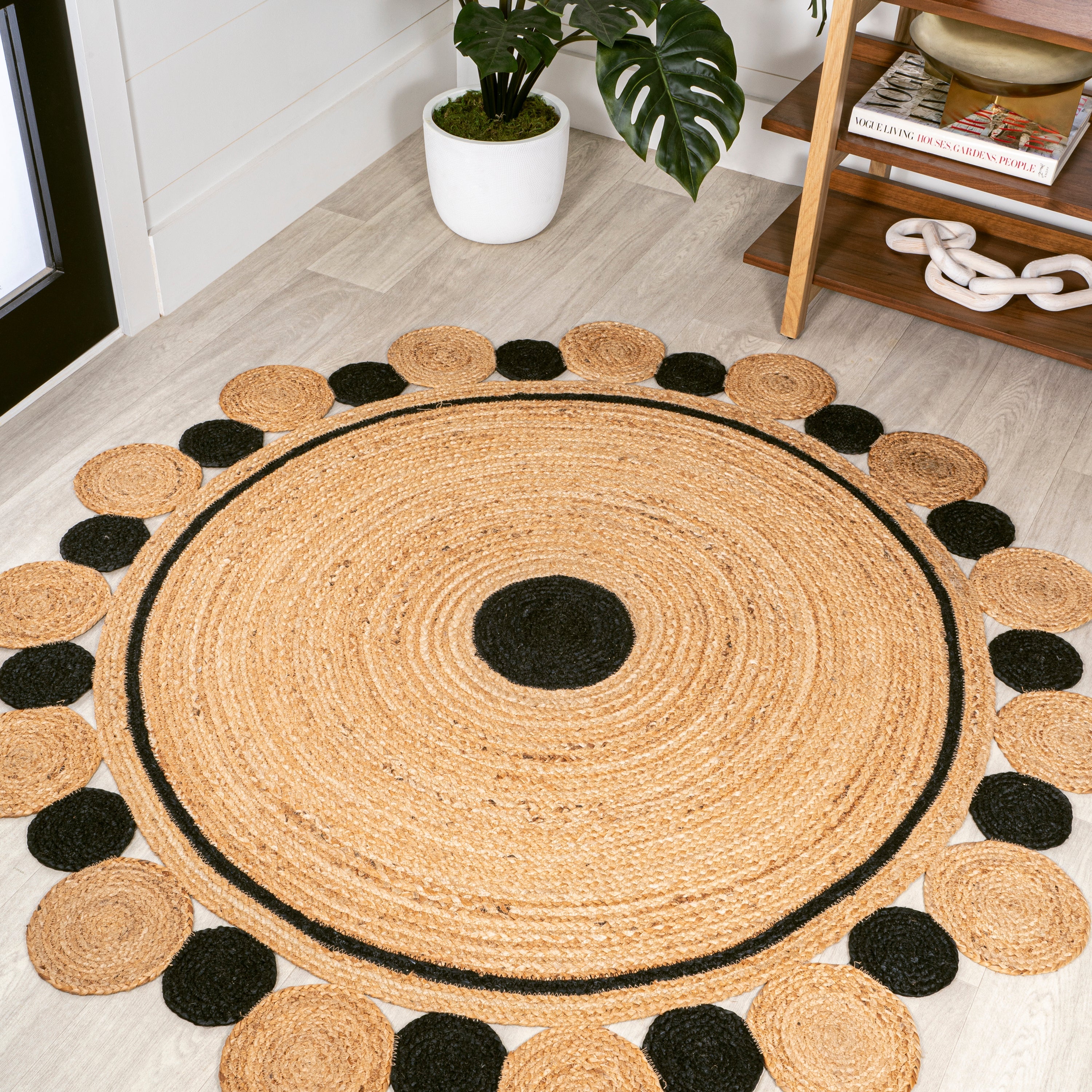 Aurora Two-Tone Jute Hippy Circle Round Area Rug