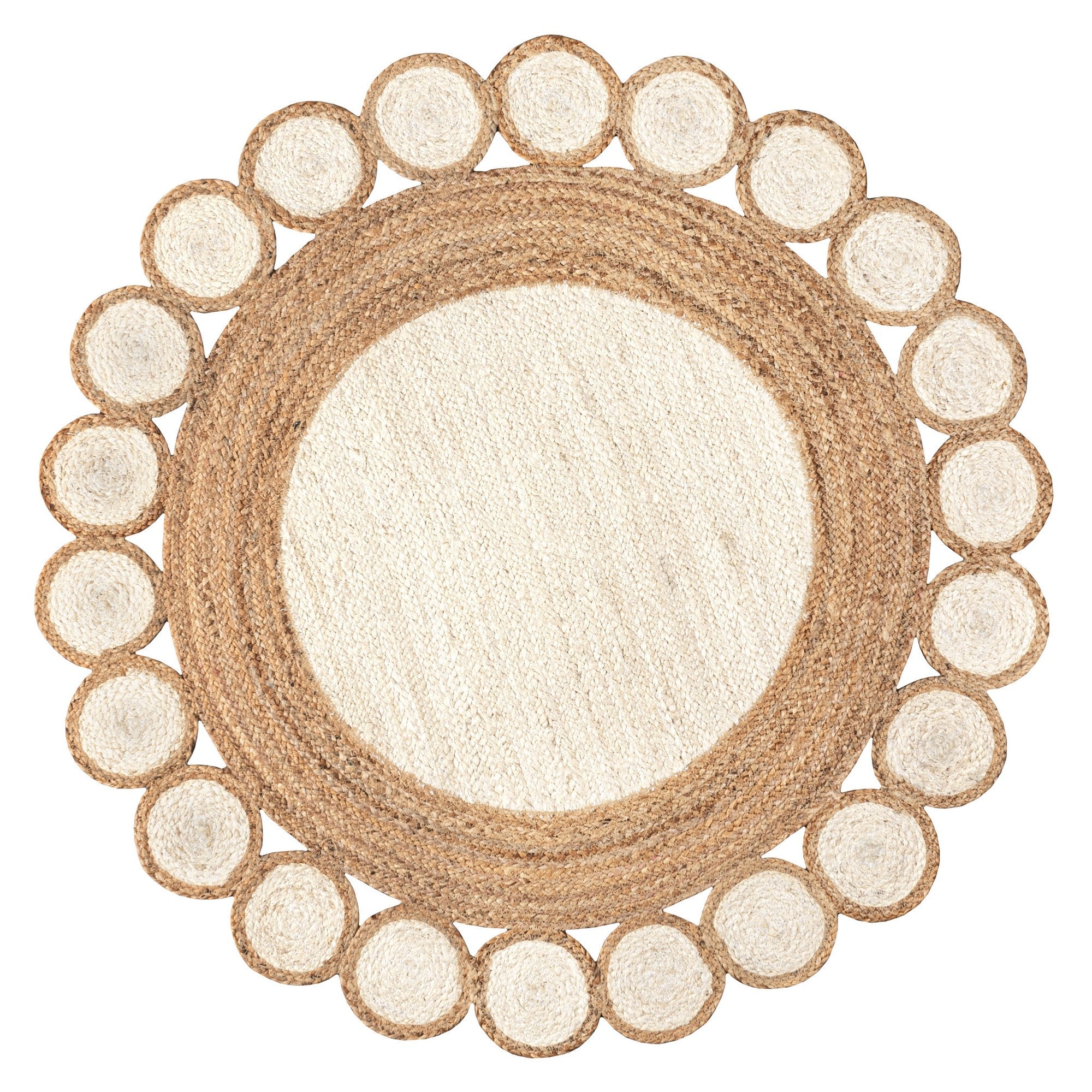 Skye Two-Tone Jute Circle Border Round Area Rug