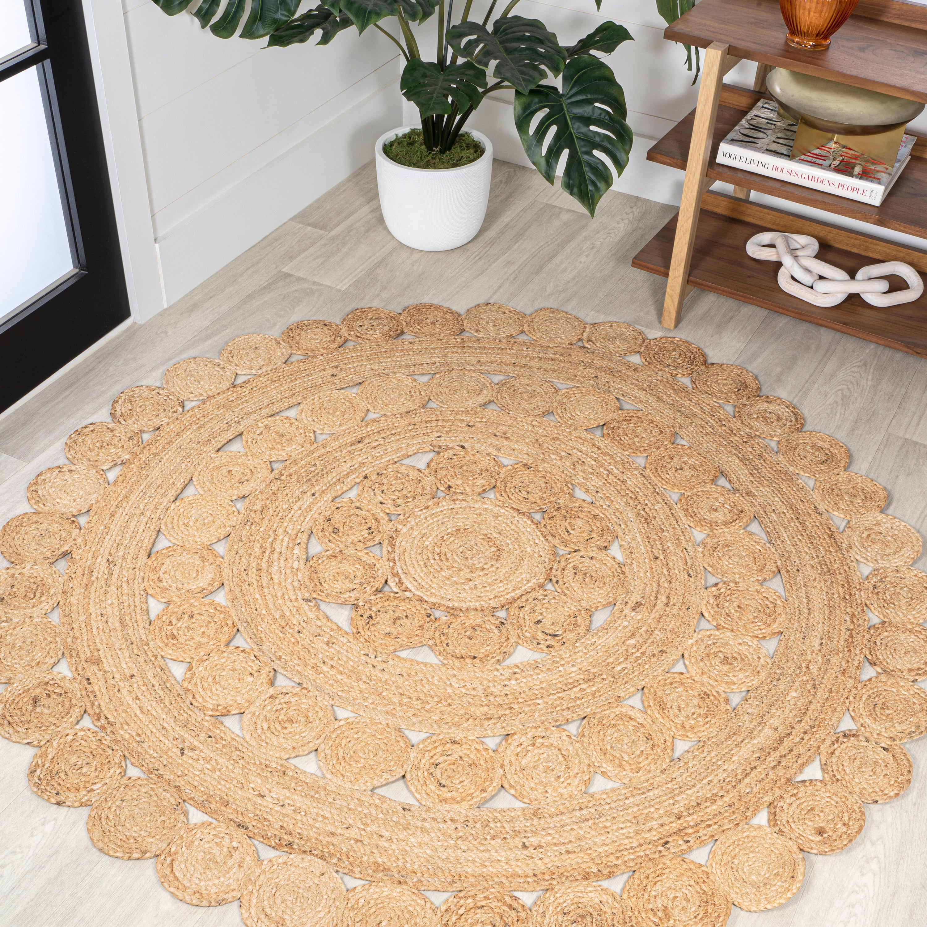 Skye Two-Tone Jute Circle Border Round Area Rug