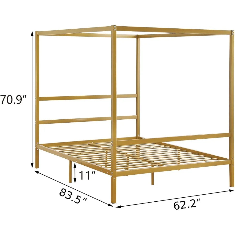 Gold Queen Canopy Bed Frame