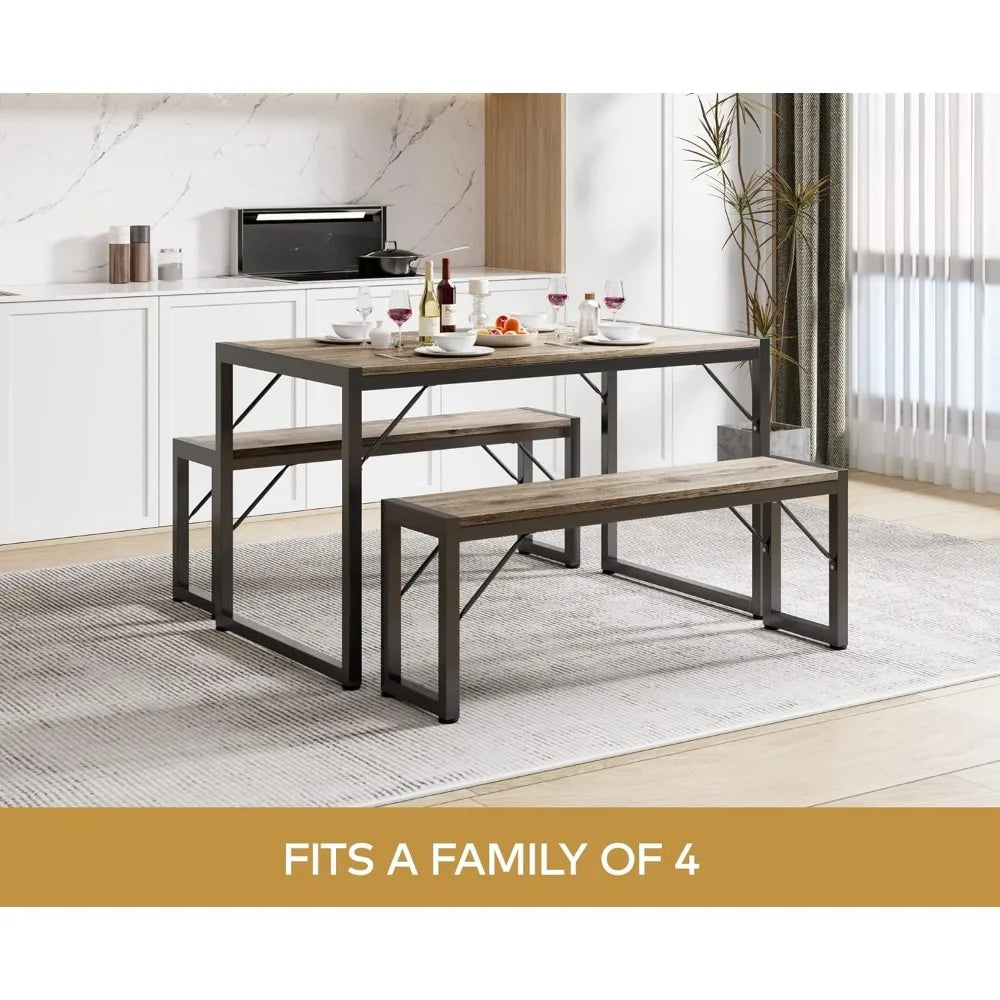 Dining Room Table Set with Metal Frame & MDF Board