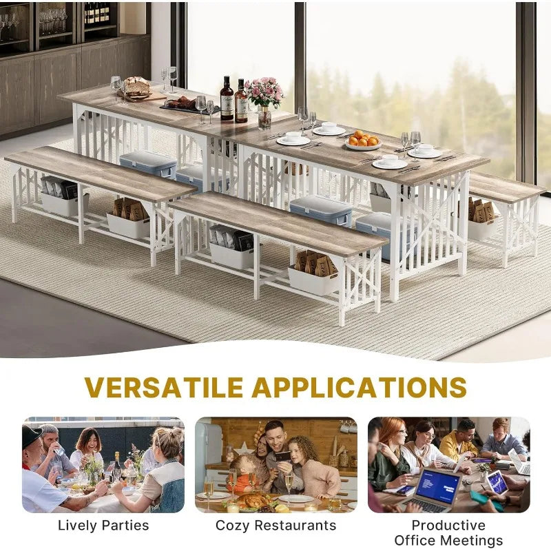 Industrial Rectangular Dining Room Table Set