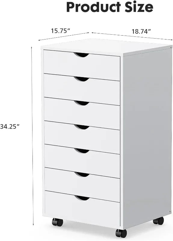 7-Drawer Rolling Wood File Cabinet