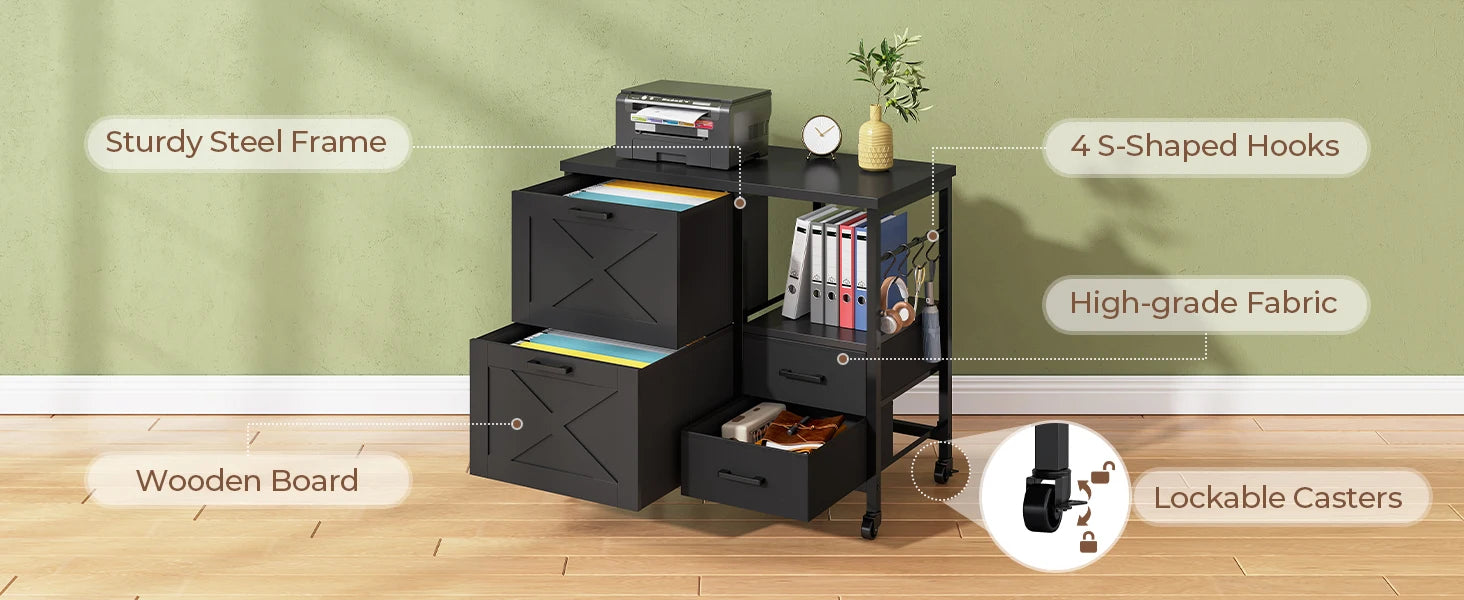 4-Drawer File Cabinet with Storage