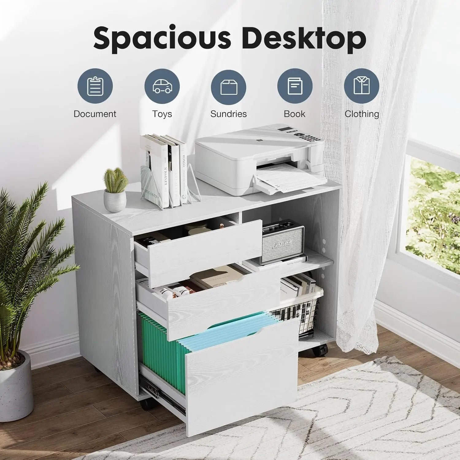 3-Drawer Rolling Filing Cabinet