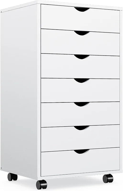 7-Drawer Rolling Wood File Cabinet