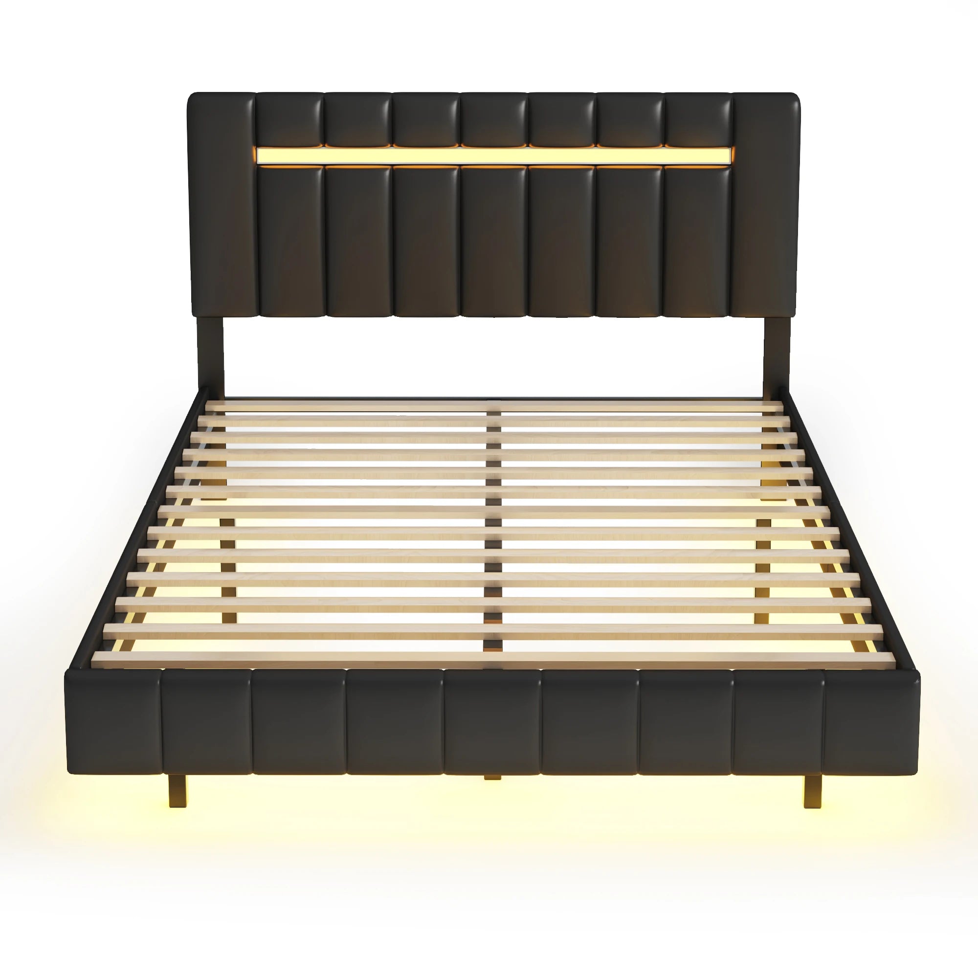 Floating Bed Frame with LED Lights & USB Charging - Queen/Full