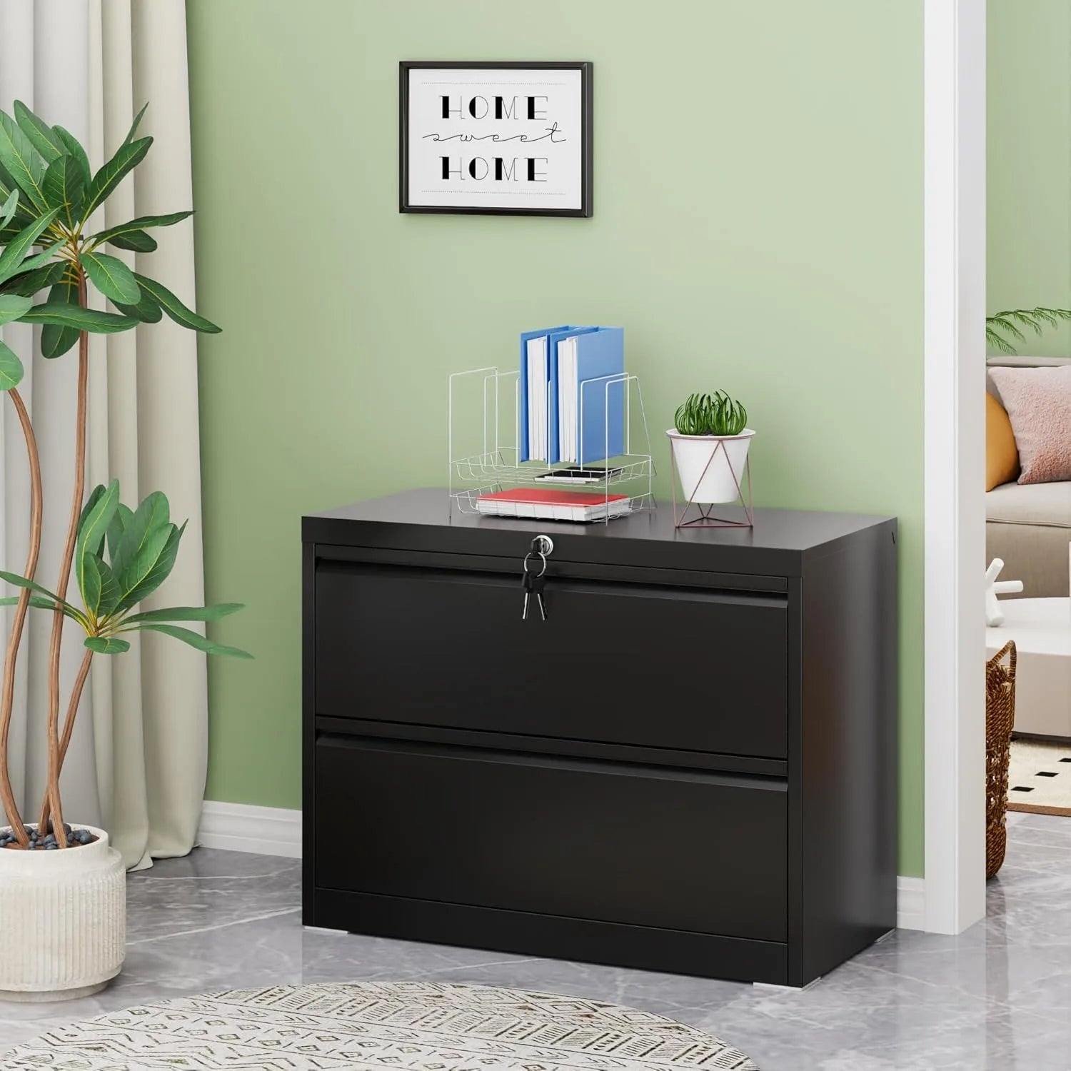 2-Drawer Wide Metal Filing Cabinet