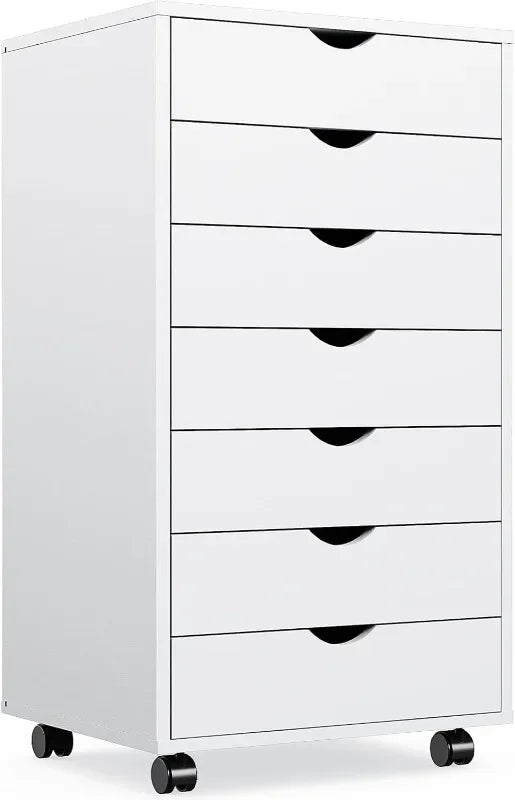 7-Drawer Rolling Wood File Cabinet