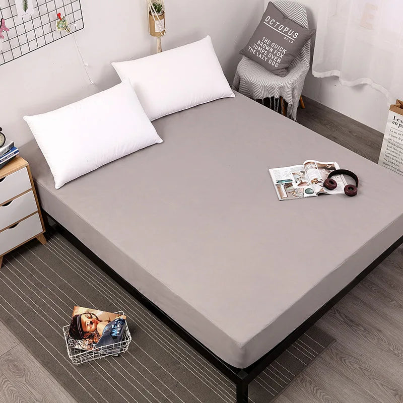 Waterproof Grey Fitted Bed Sheet