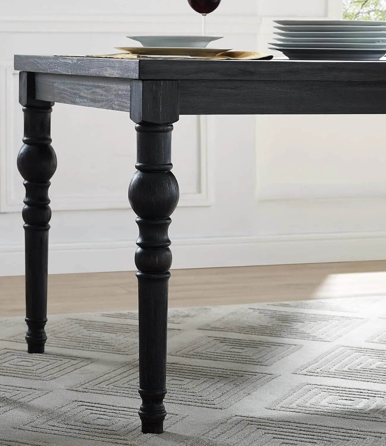 Urban Style Dark Washed Wood Dining Set