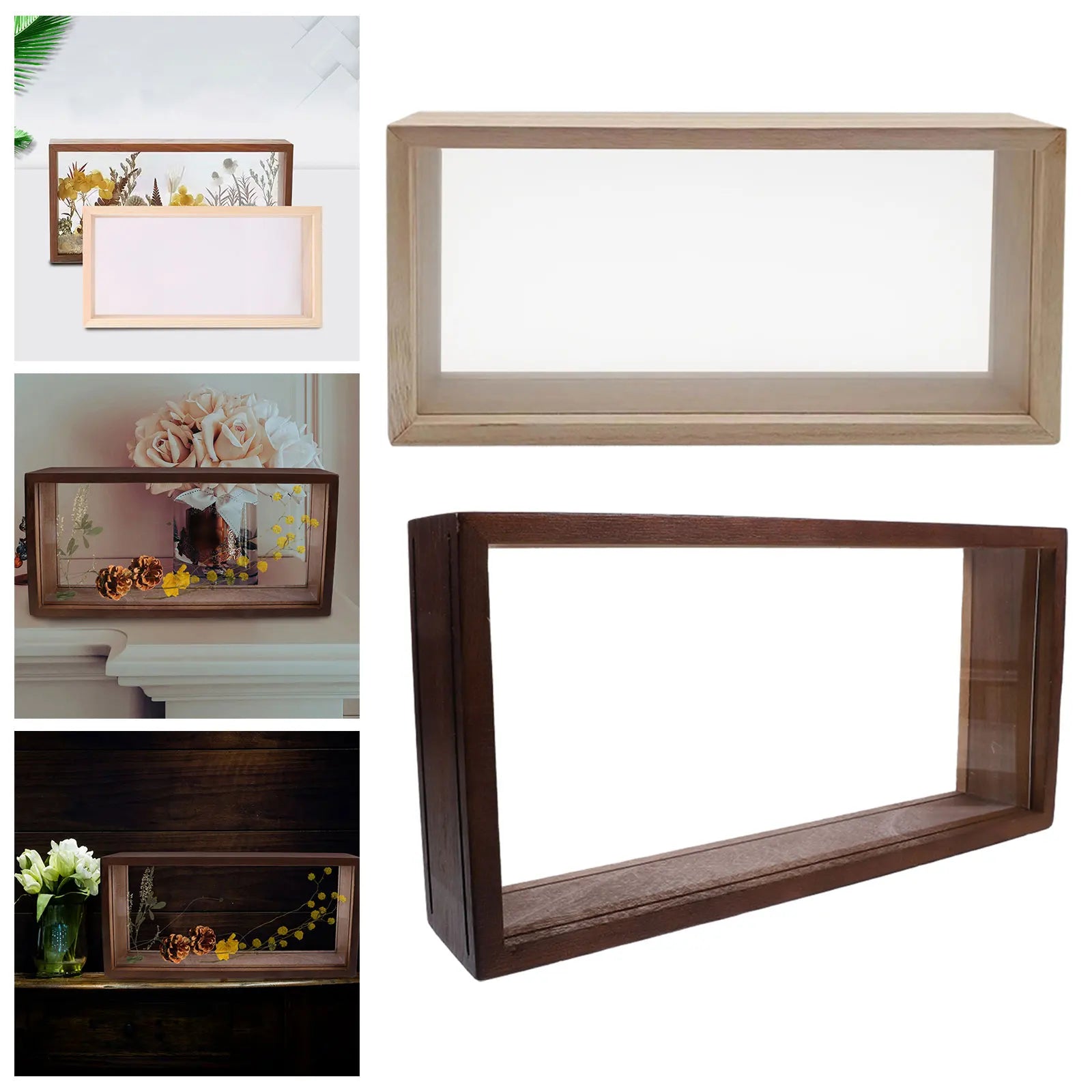 Wooden Shadow Box Frame for Dried Flowers & Memorabilia