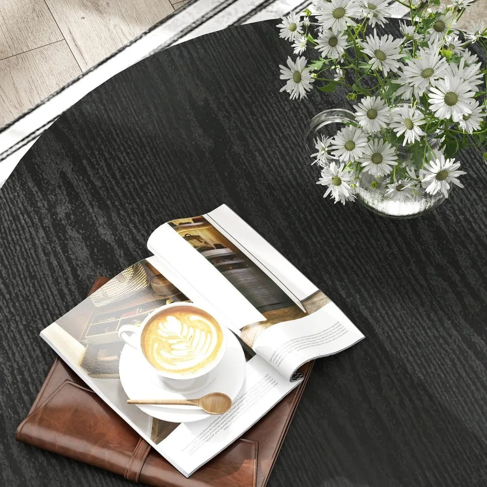 RustiTier 33.5" Round Coffee Table with Open Shelf