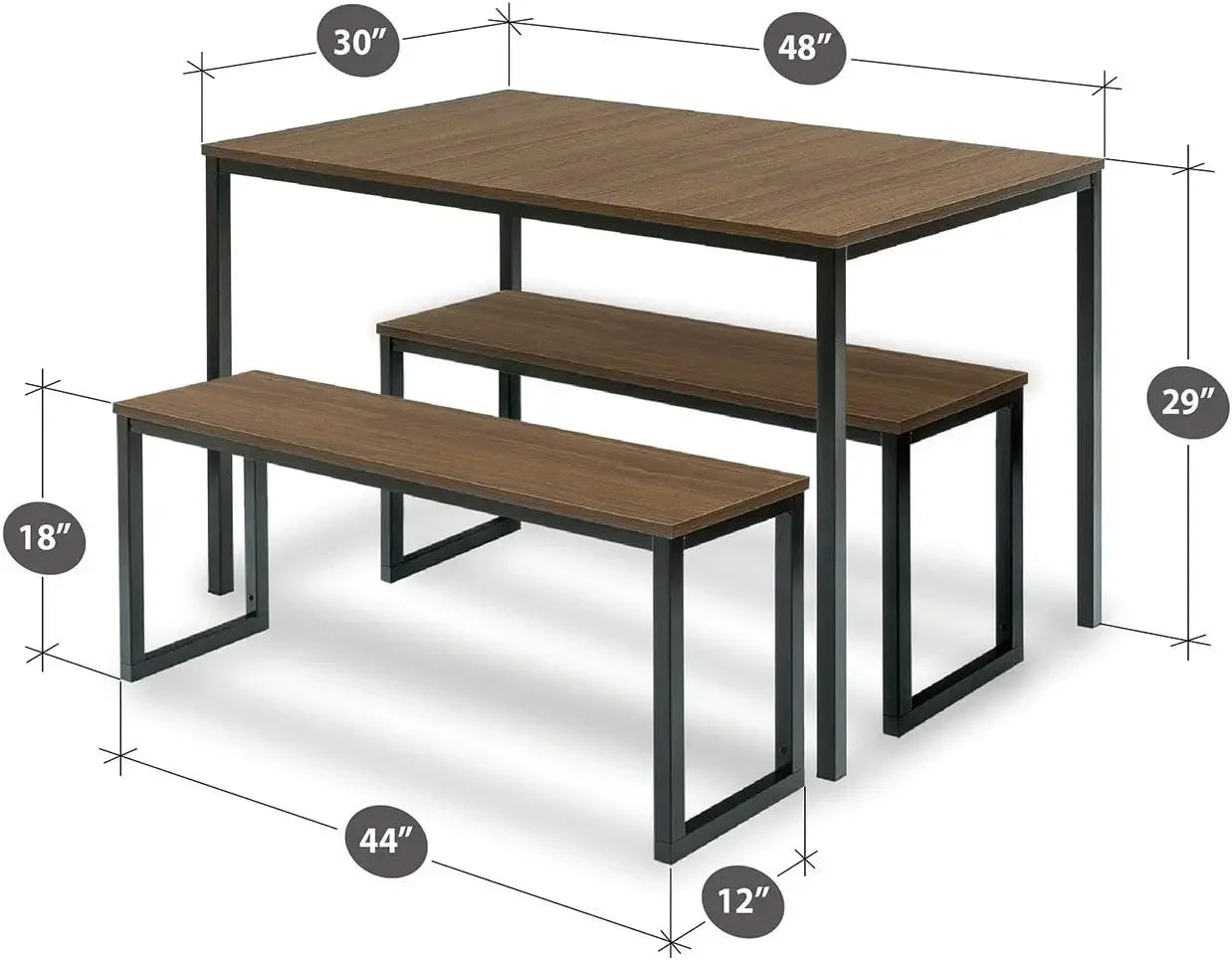 Modern Collection Dining Table with Two Benches