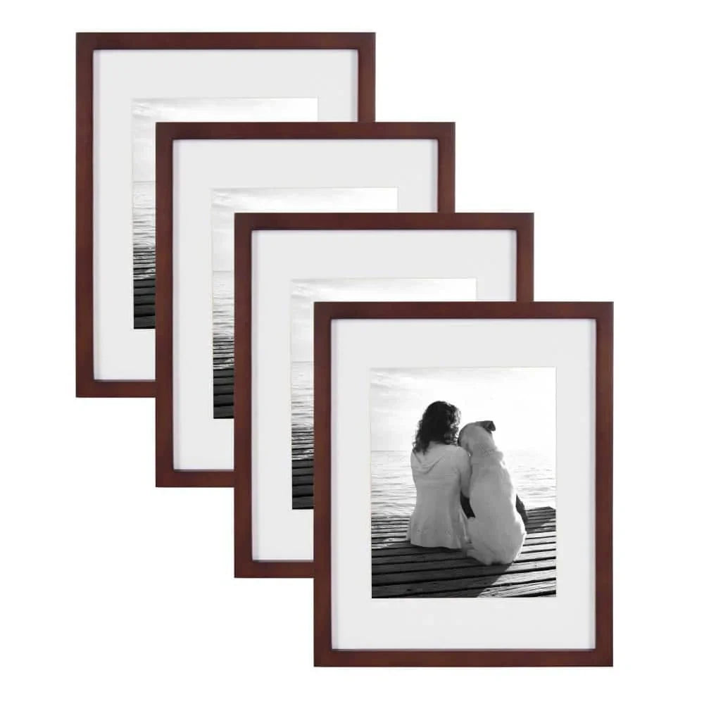 11 x 14 Matted to 8 x 10 Rustic Brown Picture Frame (Set of 4)