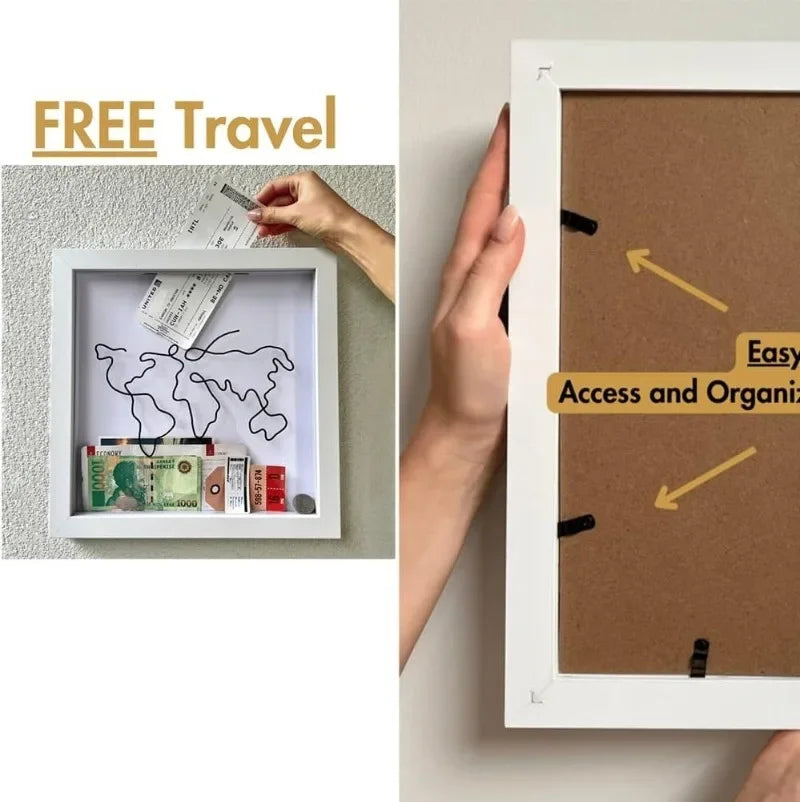 2PCS Adventure Archive Map & Ticket Shadow Boxes