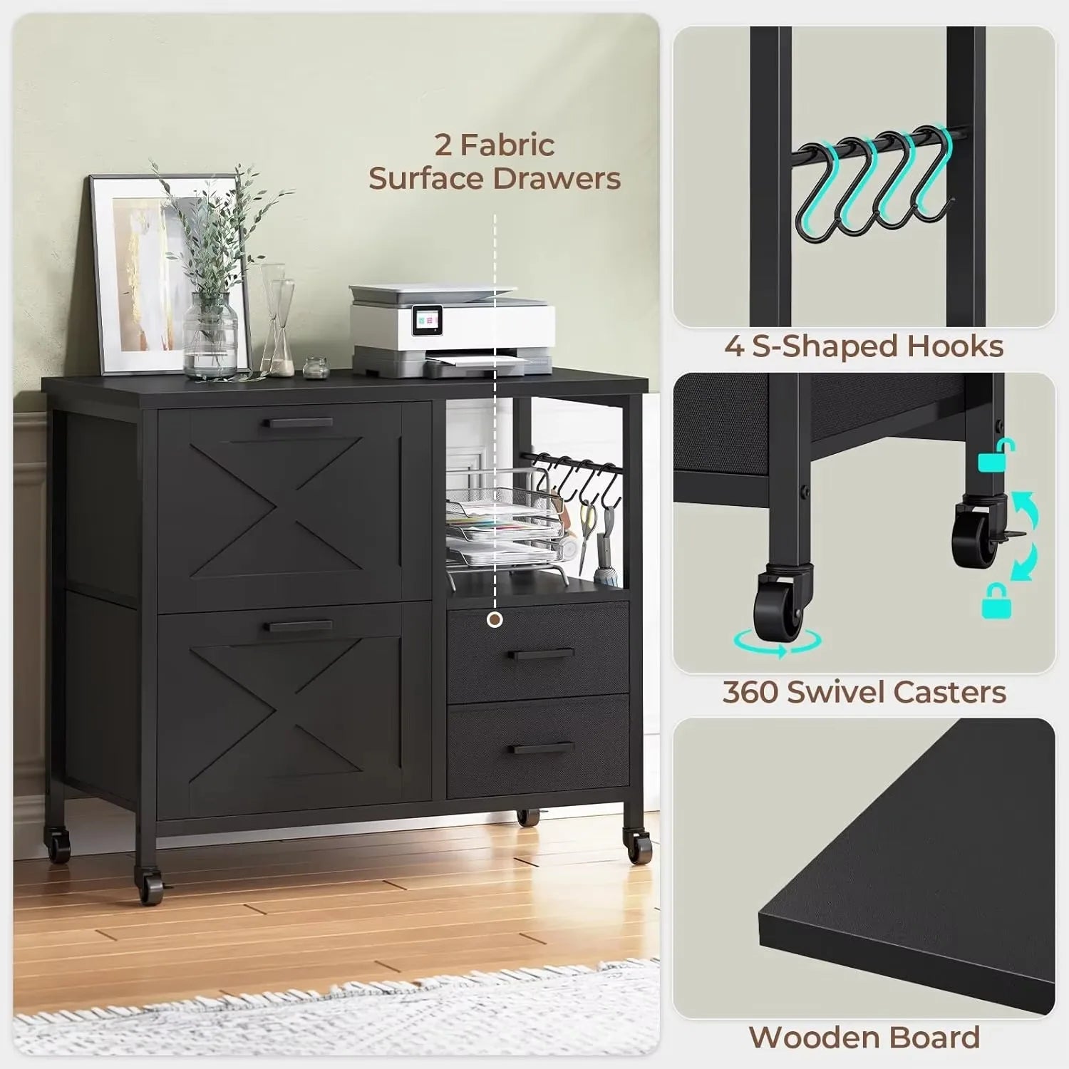 4-Drawer File Cabinet with Storage