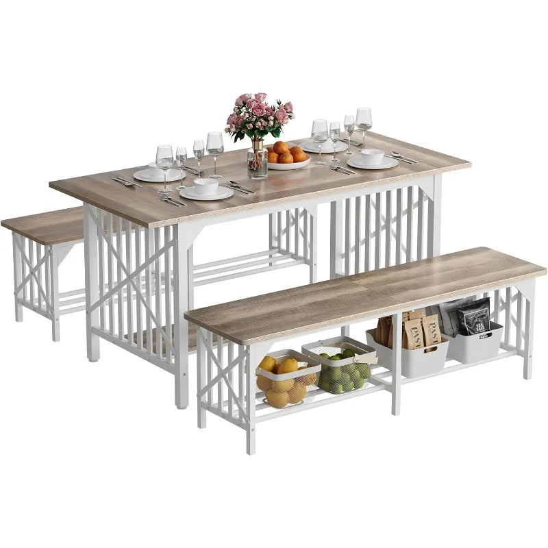 Industrial Rectangular Dining Room Table Set