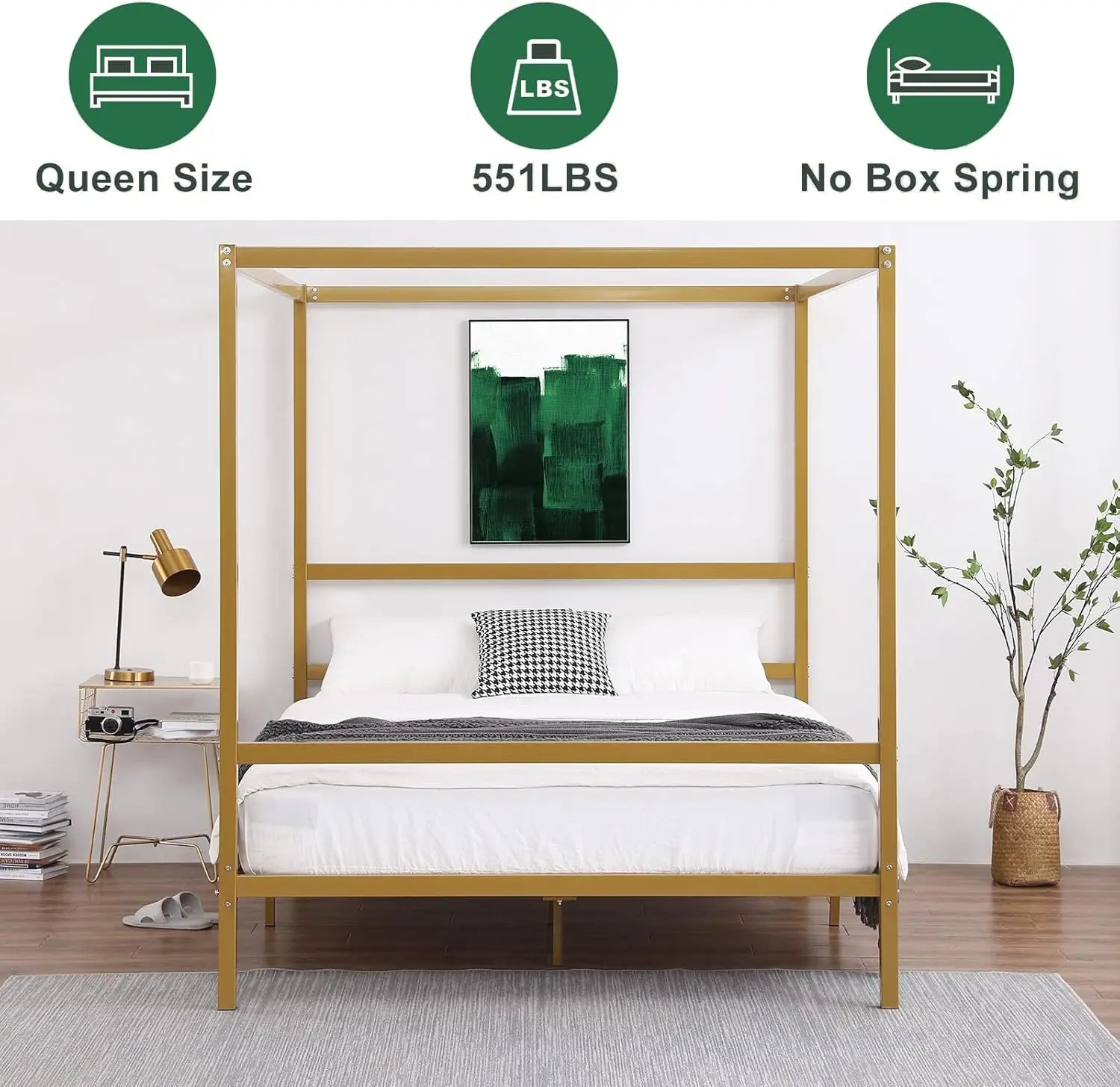 Gold Queen Canopy Bed Frame