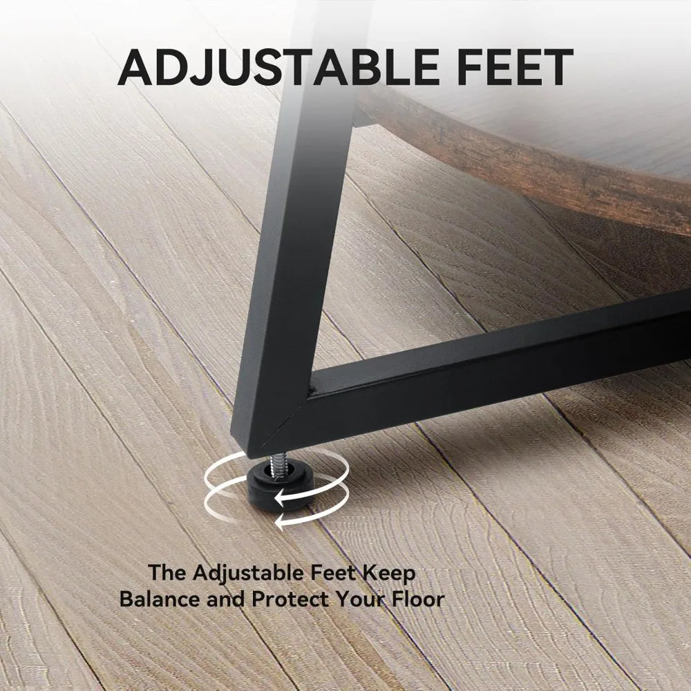 2-Tier Round Coffee Table with Storage