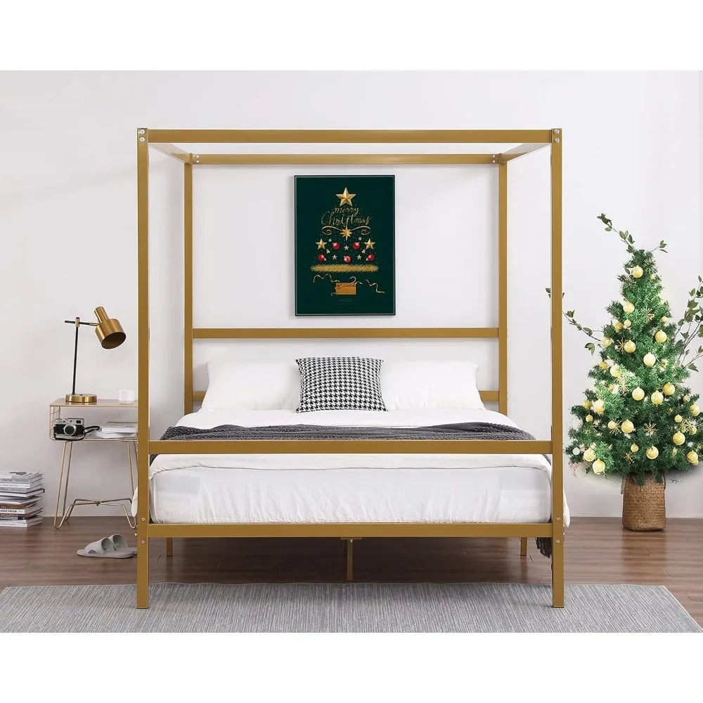 Gold Queen Canopy Bed Frame