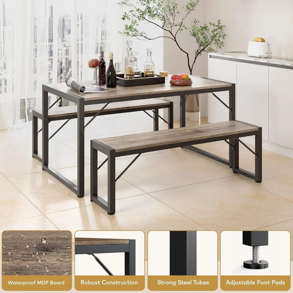 Dining Room Table Set with Metal Frame & MDF Board