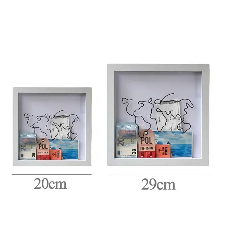 2PCS Adventure Archive Map & Ticket Shadow Boxes