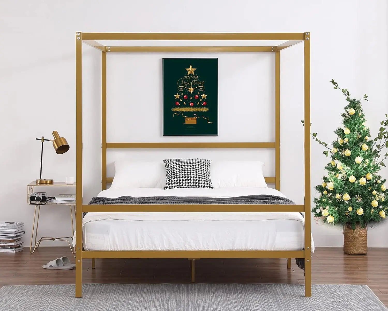 Gold Queen Canopy Bed Frame