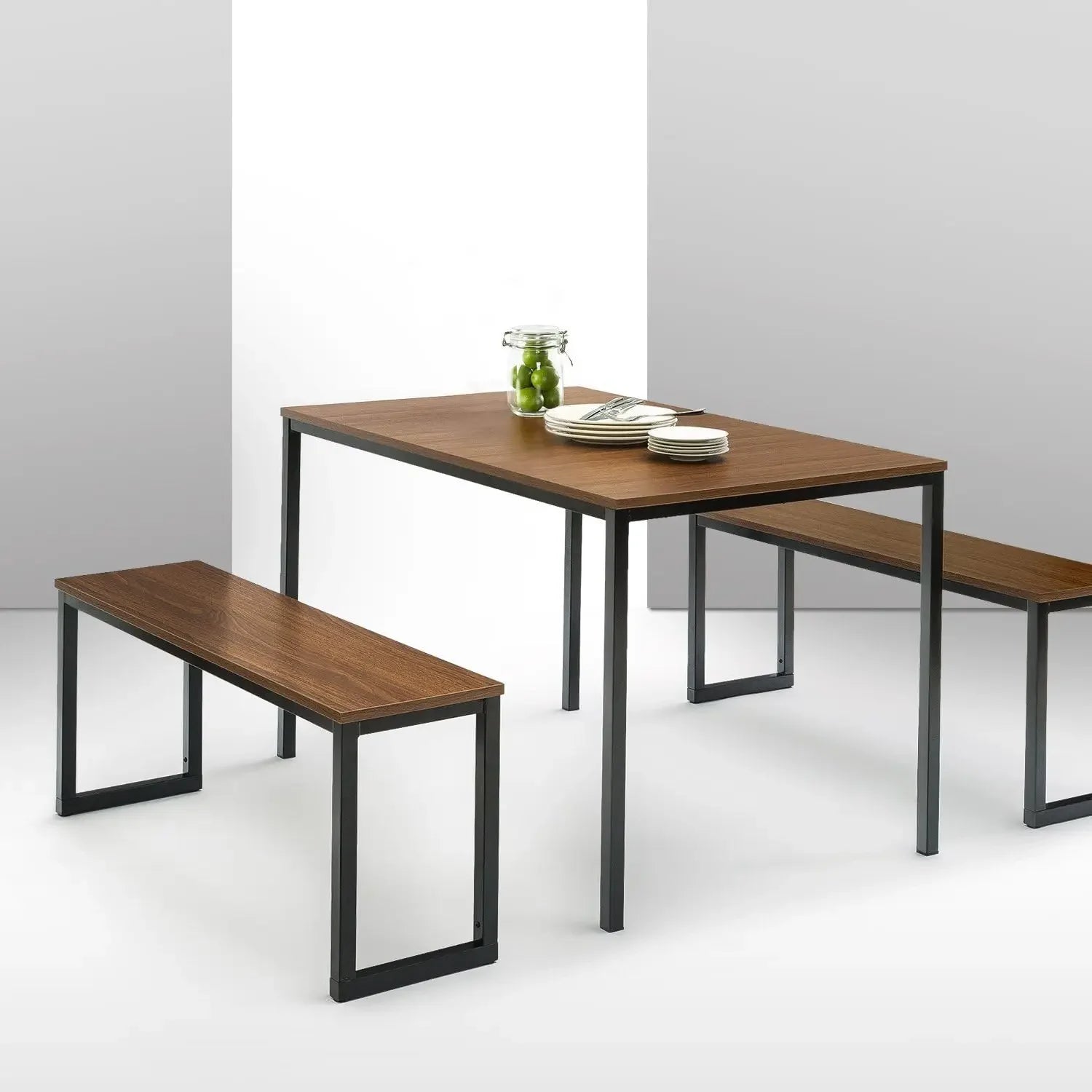 Modern Collection Dining Table with Two Benches