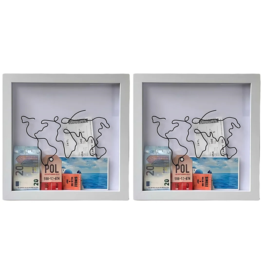 2PCS Adventure Archive Map & Ticket Shadow Boxes