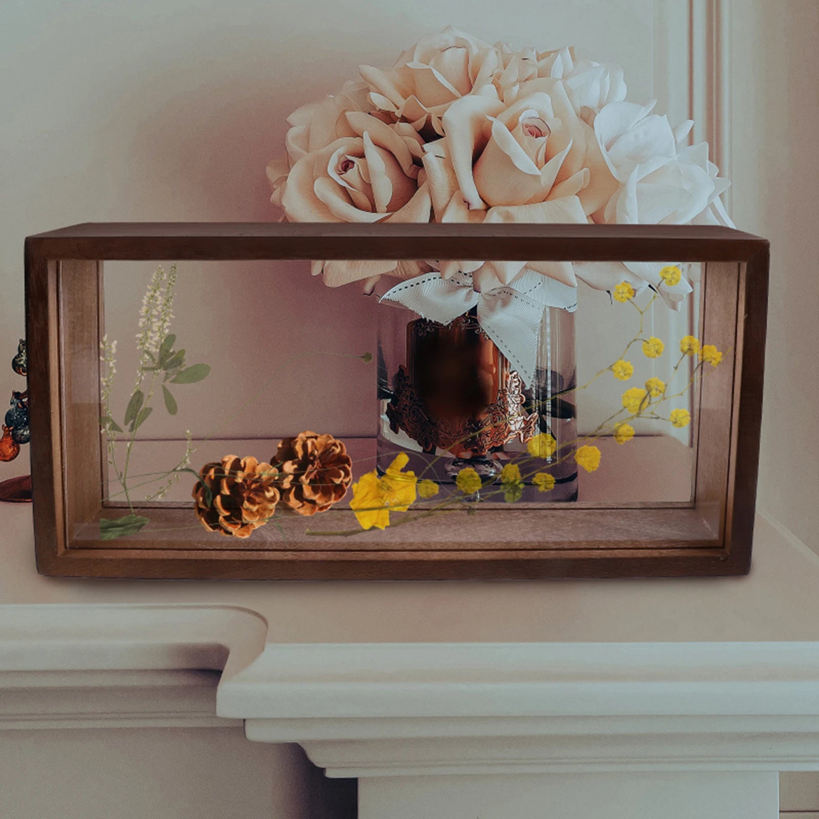 Wooden Shadow Box Frame for Dried Flowers & Memorabilia