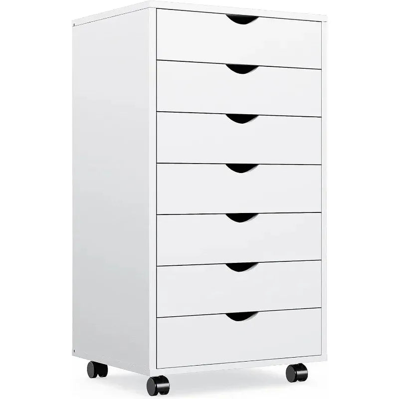 7-Drawer Rolling Wood File Cabinet