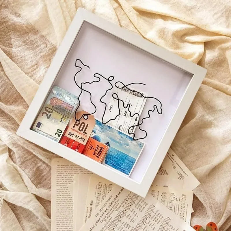2PCS Adventure Archive Map & Ticket Shadow Boxes