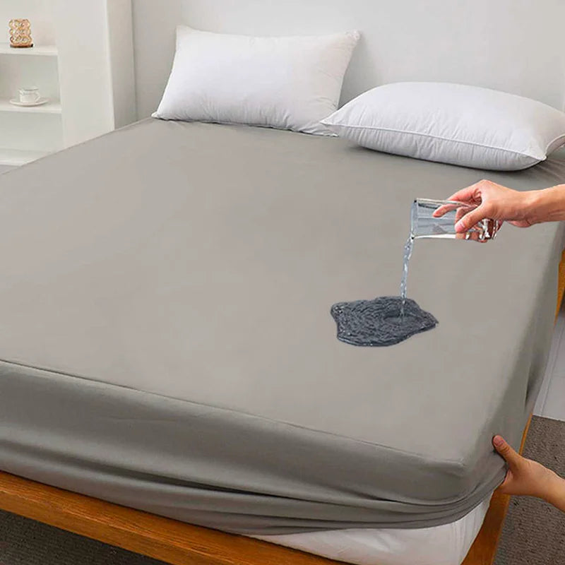 Waterproof Grey Fitted Bed Sheet