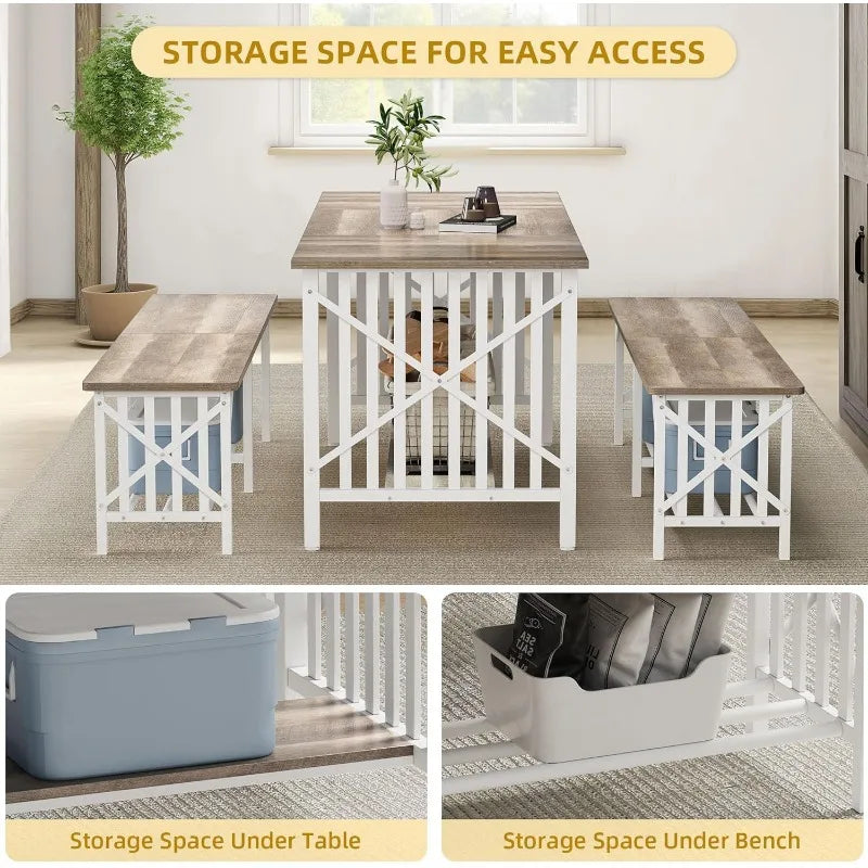 Industrial Rectangular Dining Room Table Set
