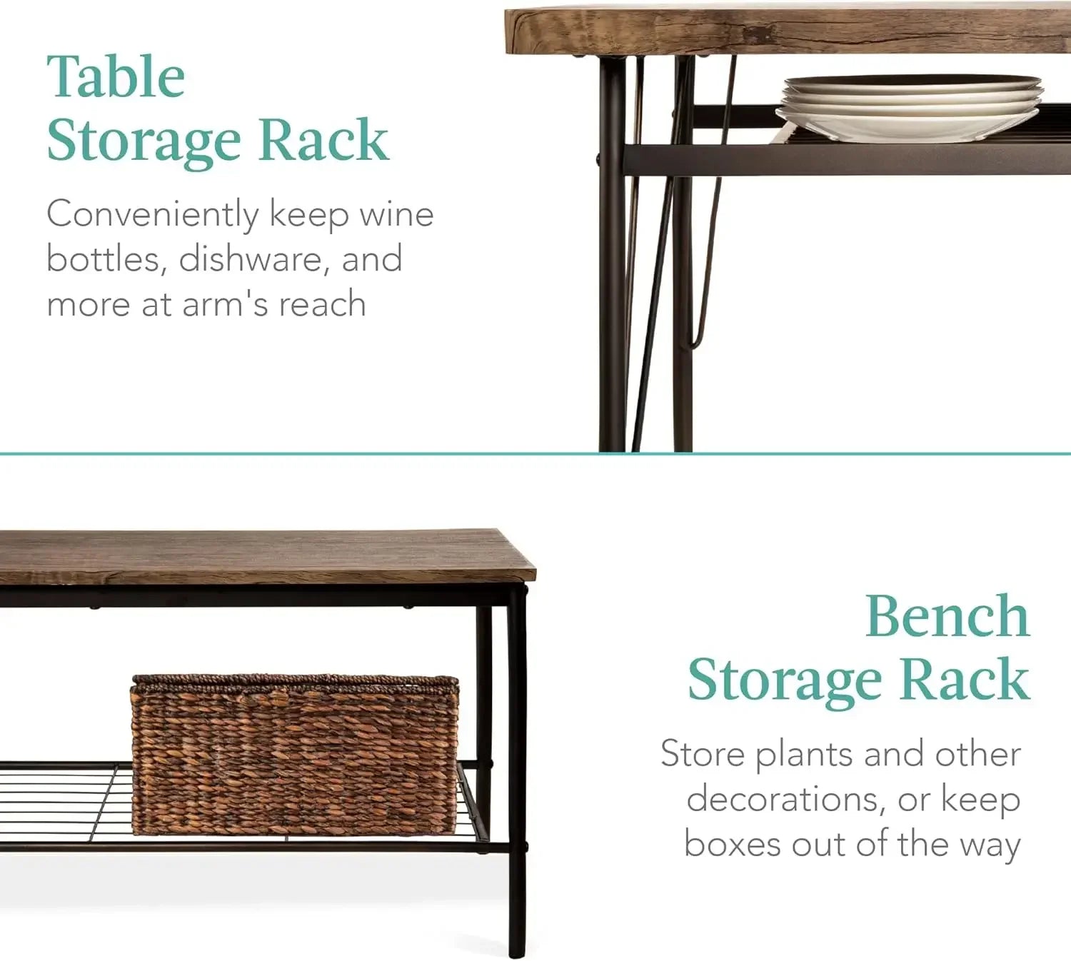 Modern Dining Set with Storage Racks