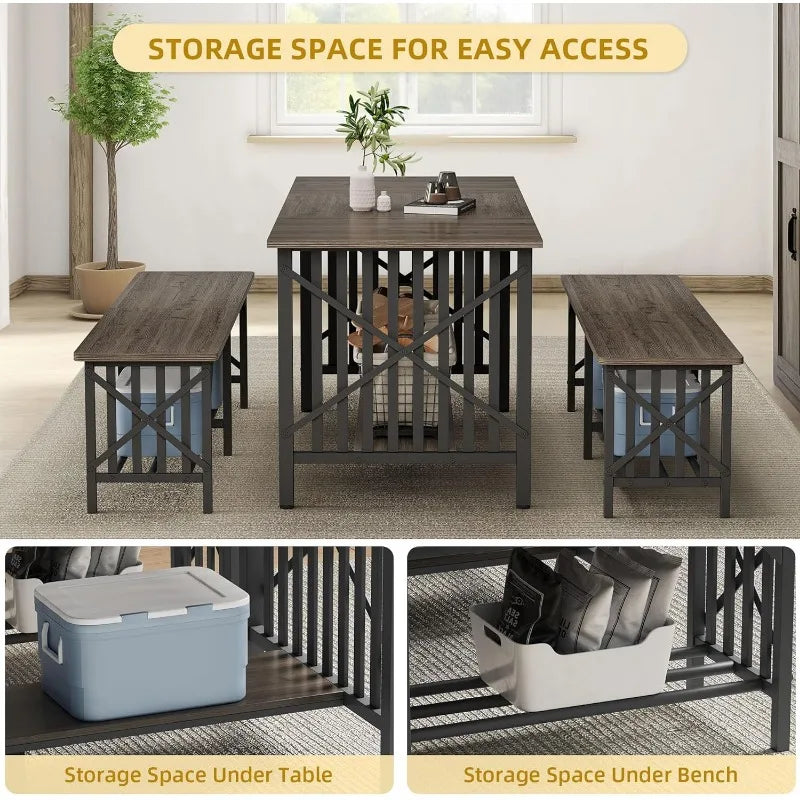 Industrial Rectangular Dining Room Table Set