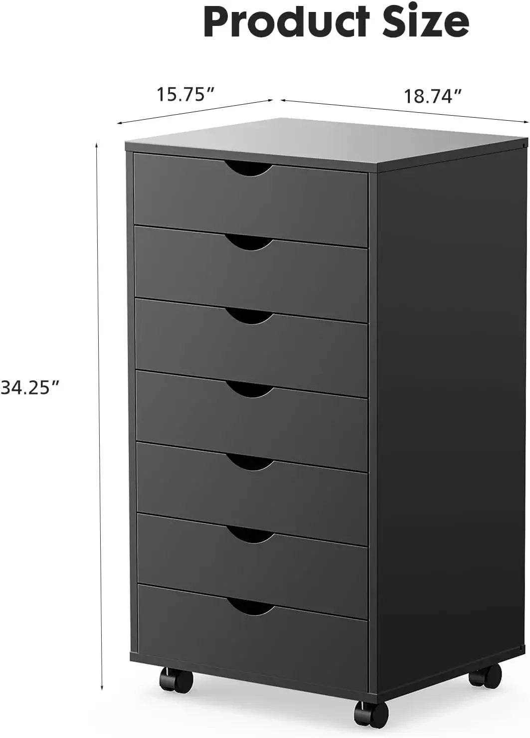 7-Drawer Rolling Wood File Cabinet