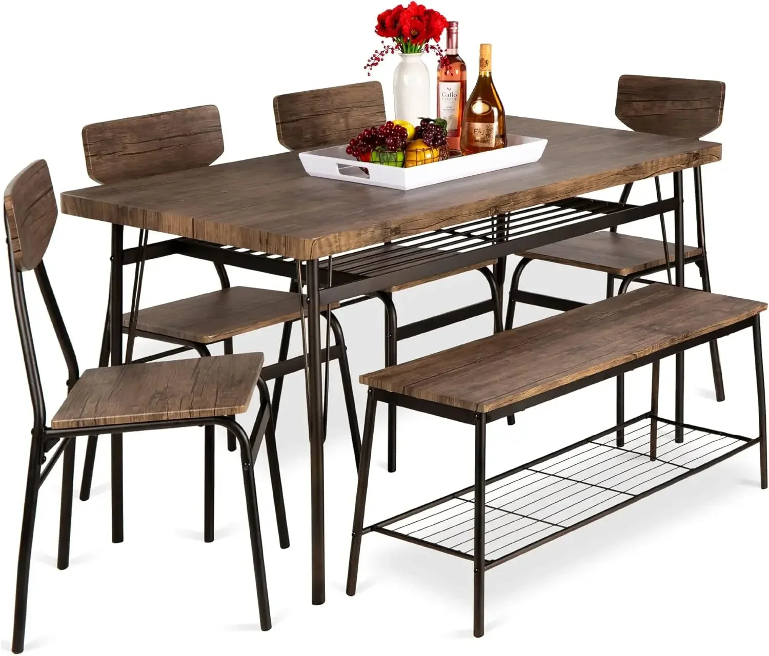 Modern Dining Set with Storage Racks