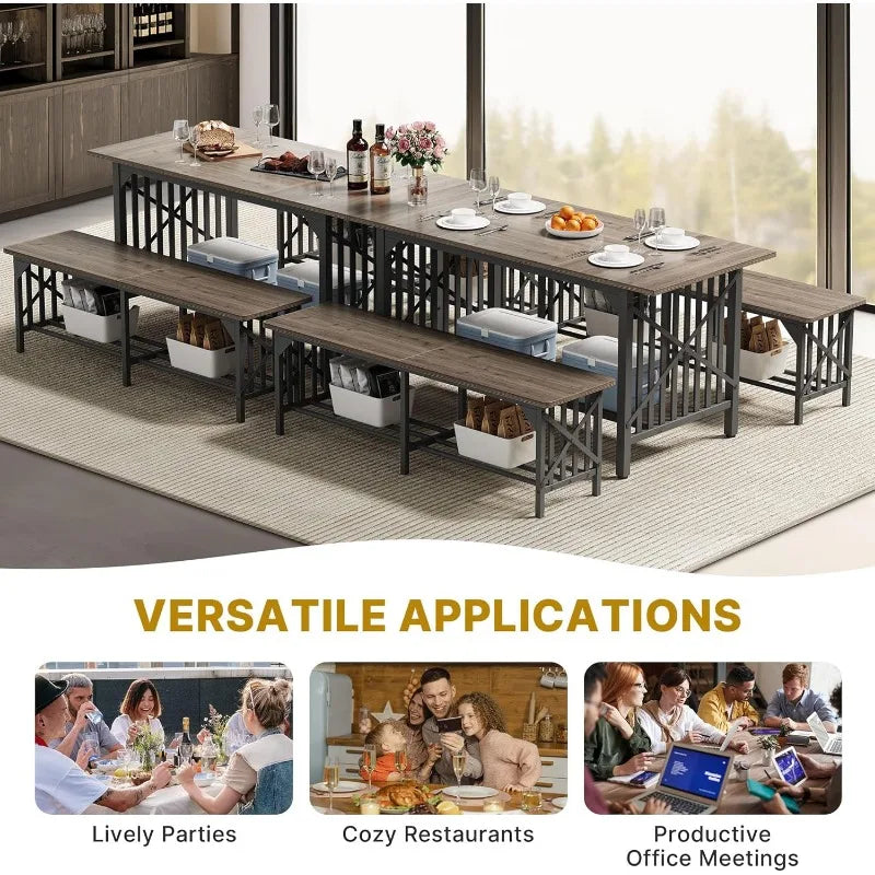 Industrial Rectangular Dining Room Table Set