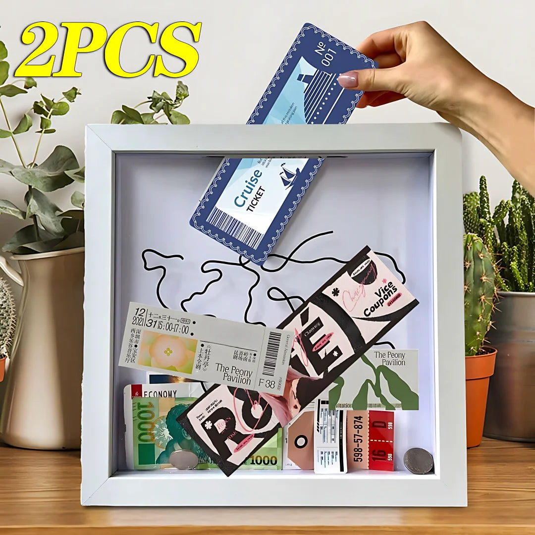 2PCS Adventure Archive Map & Ticket Shadow Boxes
