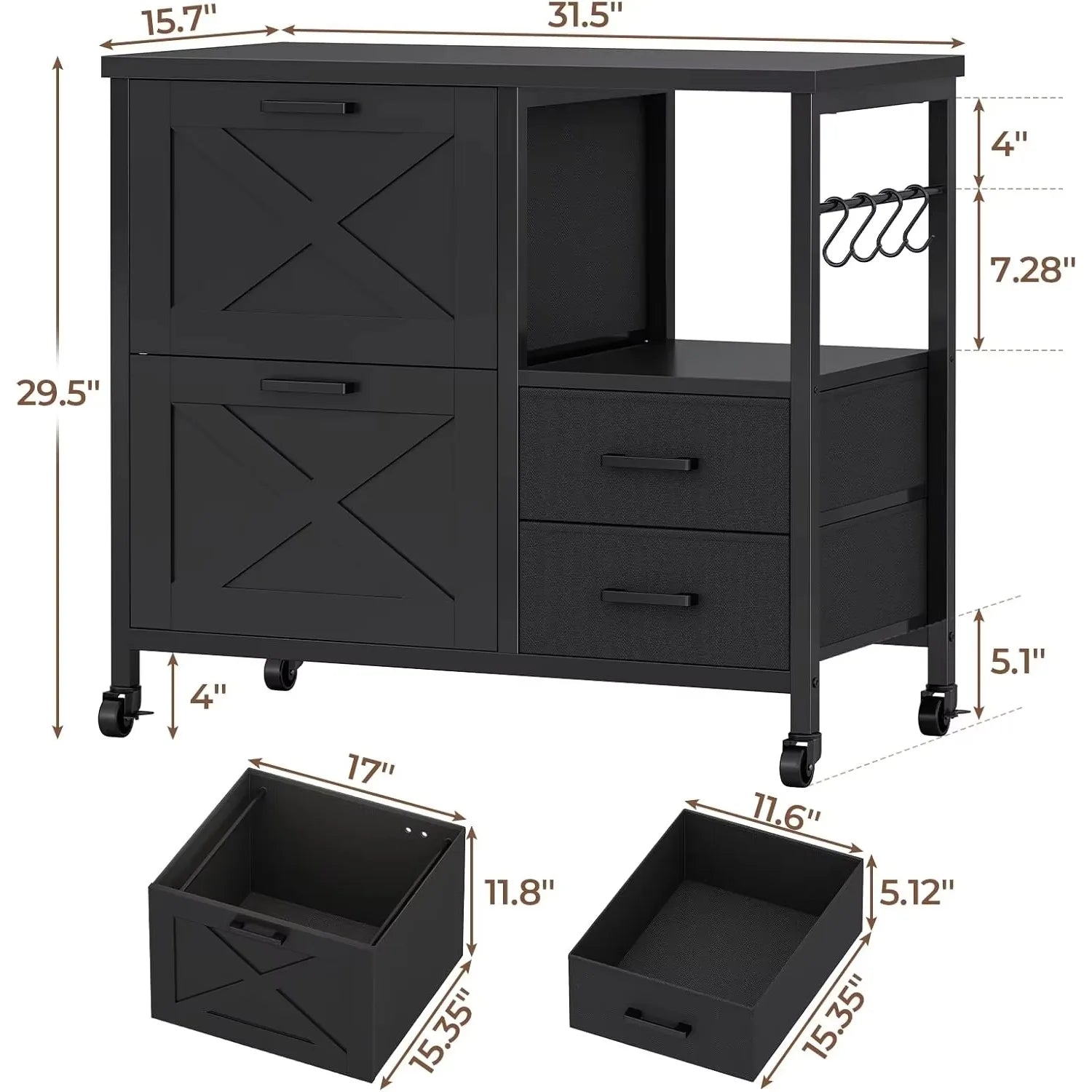 4-Drawer File Cabinet with Storage