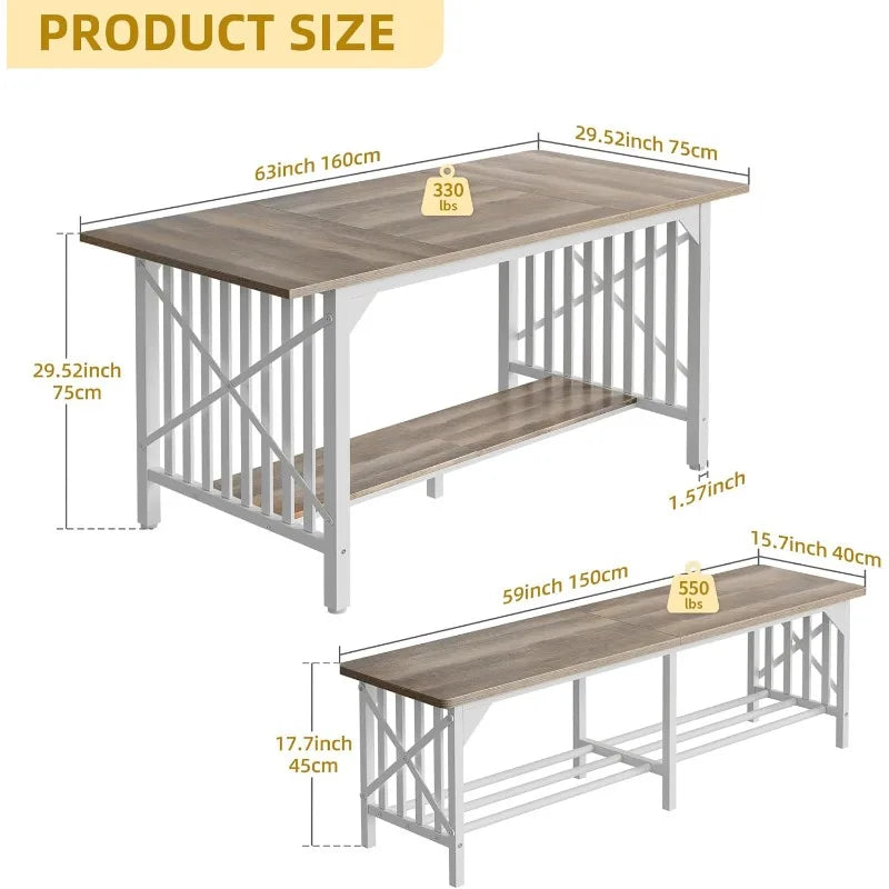Industrial Rectangular Dining Room Table Set