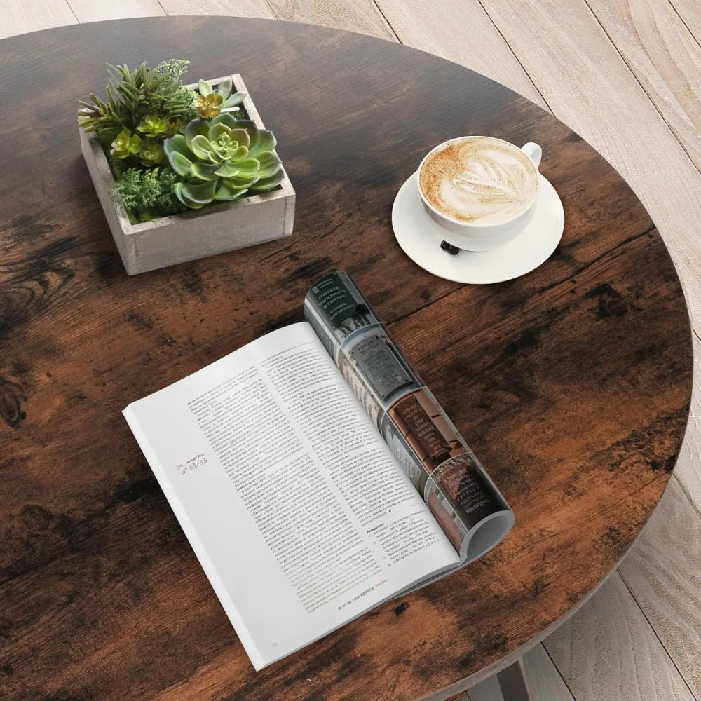 2-Tier Round Coffee Table with Storage