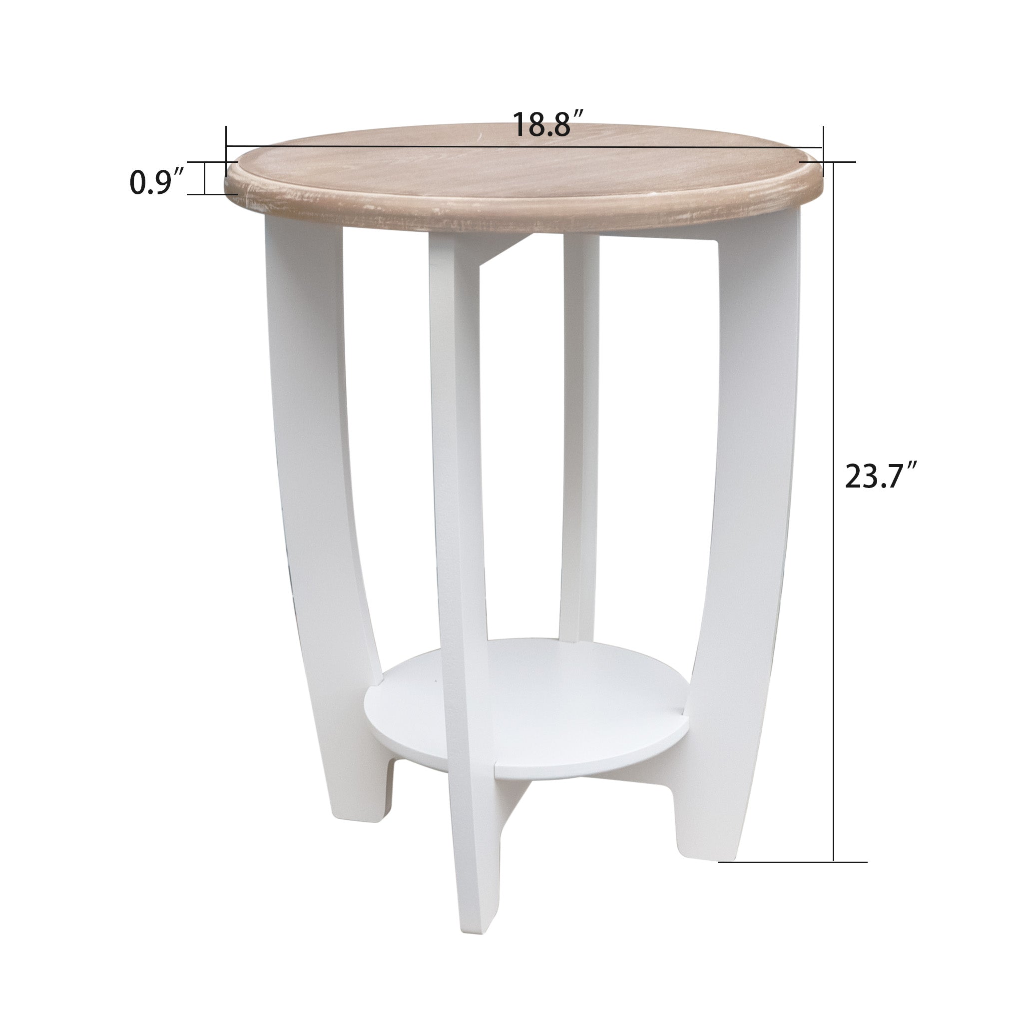 2 Tiers Wooden Round Side Table