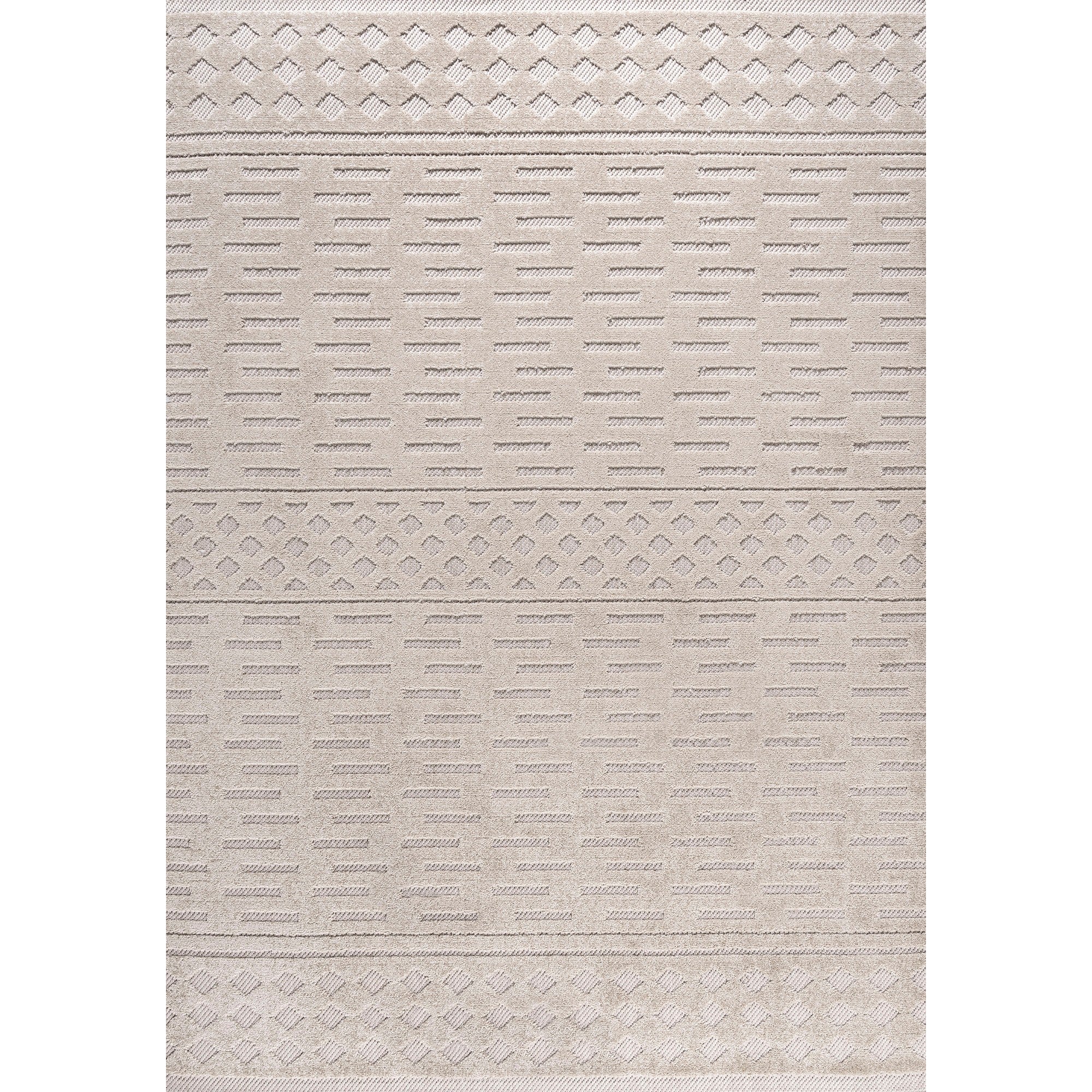 Xlendi High-Low Pile Moroccan Geometric Indoor/Outdoor Area Rug