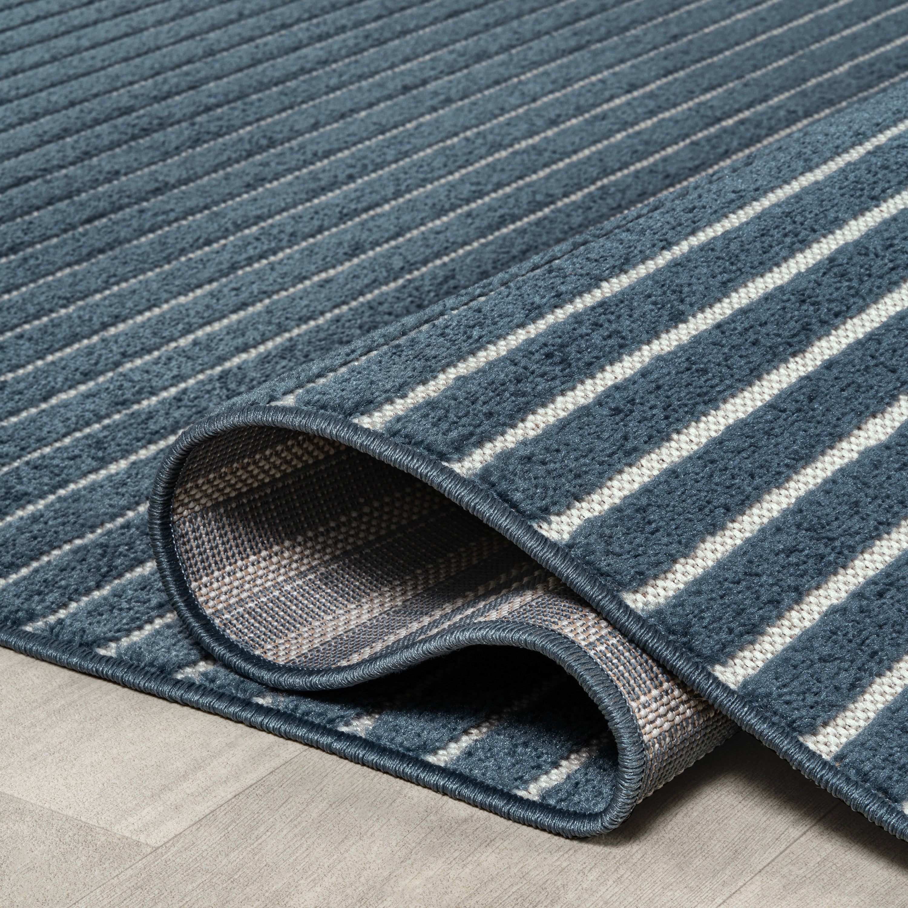 Aarhus High-Low Minimalist Scandi Striped Indoor/Outdoor Area Rug